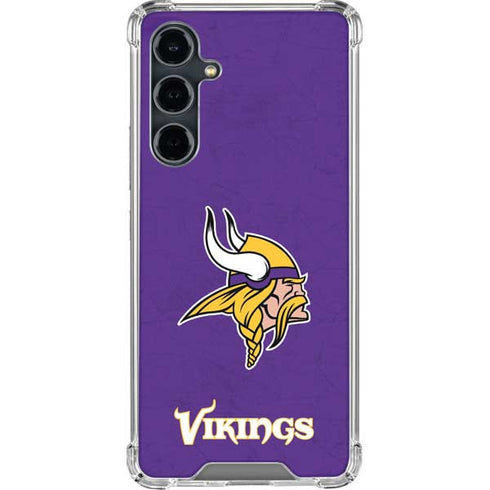 NFL Minnesota Vikings Distressed Galaxy S23 FE Clear Case